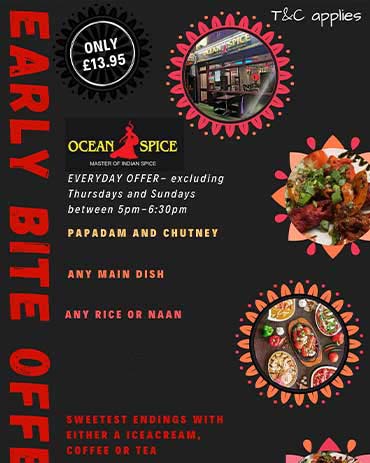Ocean Spice Hastings menu, Ocean Spice dine in offer, Ocean Spice indian restaurant menu, Ocean Spice restaurant menu, takeaway menu hastings, indian takeaway menu hastings